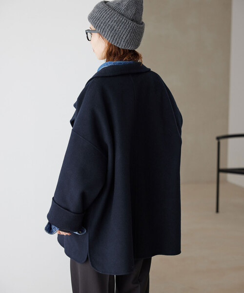 SLOBE IENA(スローブイエナ)の「《WEB・一部店舗限定/追加》souple woolダブルフェイススタンドコート(その他アウター・レディース・ネイビー/カーキ・FREE)」の9枚目の写真