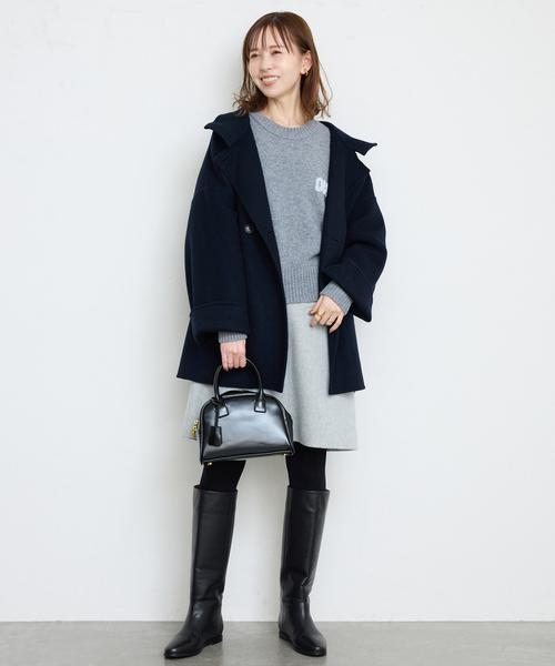 SLOBE IENA(スローブイエナ)の「《WEB・一部店舗限定/追加》souple woolダブルフェイススタンドコート(その他アウター・レディース・ネイビー/カーキ・FREE)」の16枚目の写真