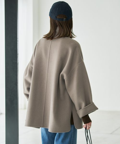 SLOBE IENA(スローブイエナ)の「《WEB・一部店舗限定/追加》souple woolダブルフェイススタンドコート(その他アウター・レディース・ネイビー/カーキ・FREE)」の21枚目の写真