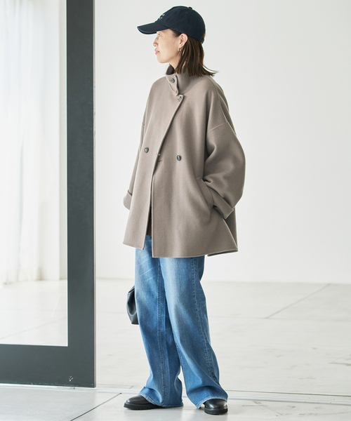 SLOBE IENA(スローブイエナ)の「《WEB・一部店舗限定/追加》souple woolダブルフェイススタンドコート(その他アウター・レディース・ネイビー/カーキ・FREE)」の22枚目の写真
