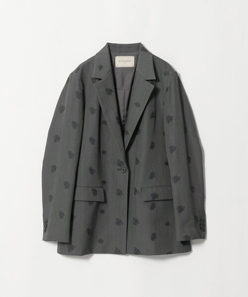 UNITED ARROWS（ユナイテッドアローズ）の「フラワー ジャガード バックフレア ジャケット（テーラードジャケット・レディース・ブラック/グレー系・38/36）」の2枚目の写真