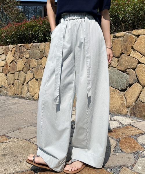 FLINEA(フリネア)の「コットンリボンリラックスパンツ(その他パンツ・レディース・ブラック/ブルー/ベージュ・FREE)」の3枚目の写真