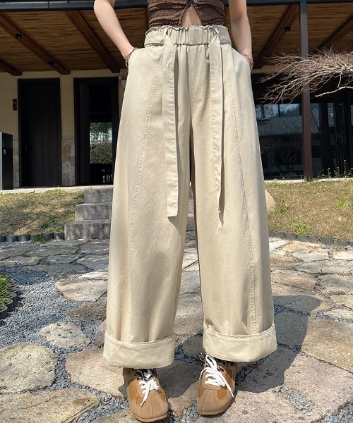 FLINEA(フリネア)の「コットンリボンリラックスパンツ(その他パンツ・レディース・ブラック/ブルー/ベージュ・FREE)」の13枚目の写真