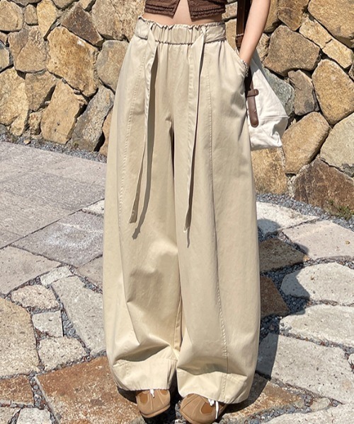 FLINEA(フリネア)の「コットンリボンリラックスパンツ(その他パンツ・レディース・ブラック/ブルー/ベージュ・FREE)」の14枚目の写真