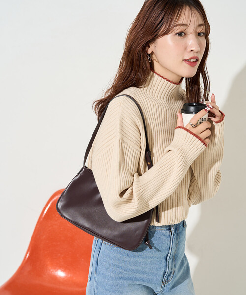 FREAK'S STORE(フリークスストア)の「\累計52,400枚突破/限定展開 配色 ライン リブ ニット ハイネック プルオーバー(ニット/セーター・レディース・レモンイエロー/ナチュラル/オレンジ/ネイビー/ライトグレー/ブルー/ブラウン/グレー/ブラック/オフホワイト・フリ-)」の12枚目の写真