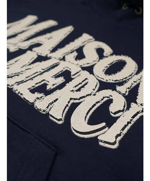 FABULOUS ARCHIVE（ファビュラスアーカイブ）の「[裏起毛選択] UNISEX カーゴポケット DISPLACE ロゴフーディ ネイビー(FCE1TS102M)（パーカー・レディース・ネイビー・SMALL/MEDIUM/LARGE/S/M/L）」の6枚目の写真