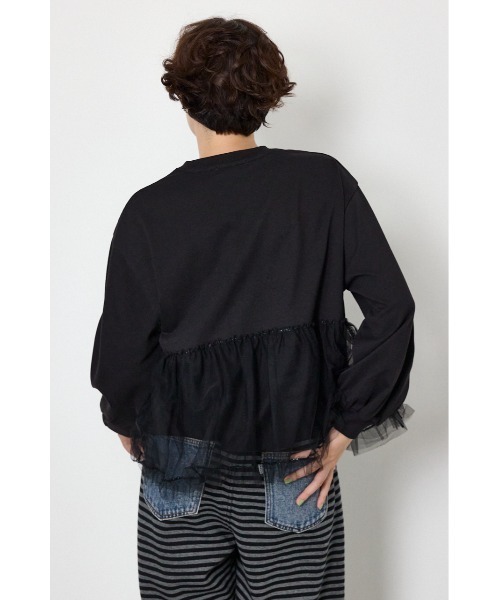 RODEO CROWNS WIDE BOWL（ロデオクラウンズワイドボウル）の「チュールドッキングトップス（Tシャツ/カットソー・レディース・ブラック/オフホワイト・FREE）」の5枚目の写真