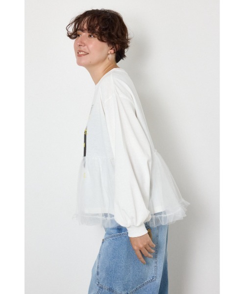 RODEO CROWNS WIDE BOWL（ロデオクラウンズワイドボウル）の「チュールドッキングトップス（Tシャツ/カットソー・レディース・ブラック/オフホワイト・FREE）」の9枚目の写真