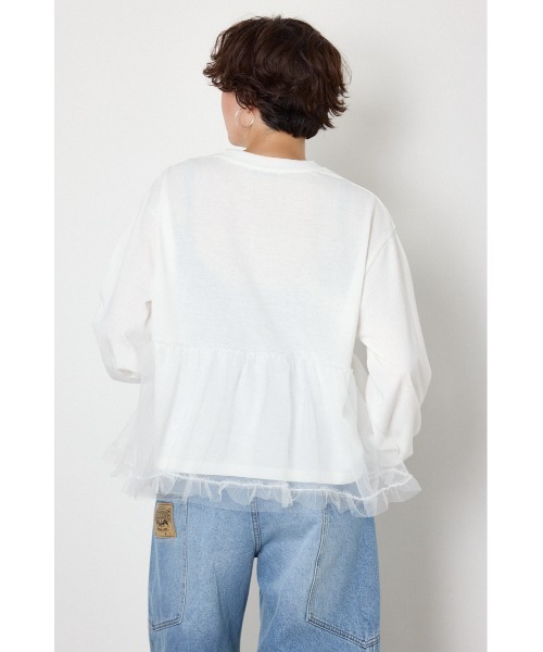 RODEO CROWNS WIDE BOWL（ロデオクラウンズワイドボウル）の「チュールドッキングトップス（Tシャツ/カットソー・レディース・ブラック/オフホワイト・FREE）」の10枚目の写真