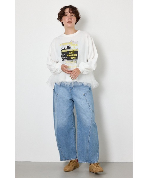 RODEO CROWNS WIDE BOWL（ロデオクラウンズワイドボウル）の「チュールドッキングトップス（Tシャツ/カットソー・レディース・ブラック/オフホワイト・FREE）」の11枚目の写真