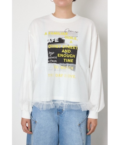RODEO CROWNS WIDE BOWL（ロデオクラウンズワイドボウル）の「チュールドッキングトップス（Tシャツ/カットソー・レディース・ブラック/オフホワイト・FREE）」の13枚目の写真