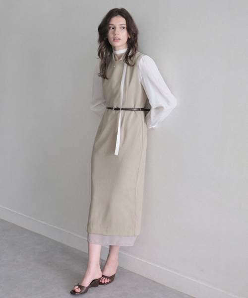 LENAV(ルナブ)の「Wool round One-piece (beige)(ワンピース・レディース・ベージュ・FREE)」の1枚目の写真