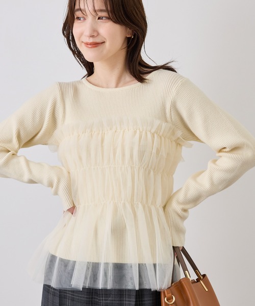 ROPE' PICNIC(ロペピクニック)の「チュールドッキングニットプルオーバー(ニット/セーター・レディース・グレー/ブルー系その他4/キナリ/ブラック・FREE)」の2枚目の写真