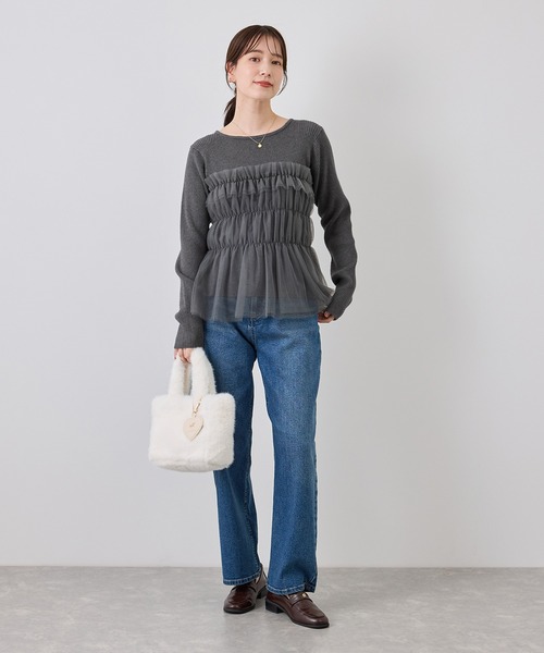 ROPE' PICNIC(ロペピクニック)の「チュールドッキングニットプルオーバー(ニット/セーター・レディース・グレー/ブルー系その他4/キナリ/ブラック・FREE)」の12枚目の写真