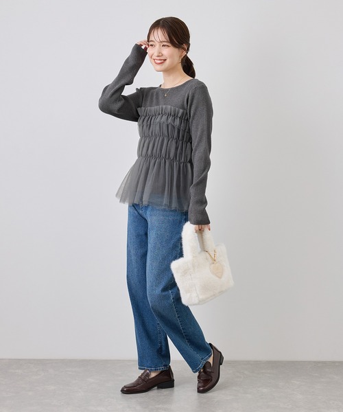 ROPE' PICNIC(ロペピクニック)の「チュールドッキングニットプルオーバー(ニット/セーター・レディース・グレー/ブルー系その他4/キナリ/ブラック・FREE)」の14枚目の写真