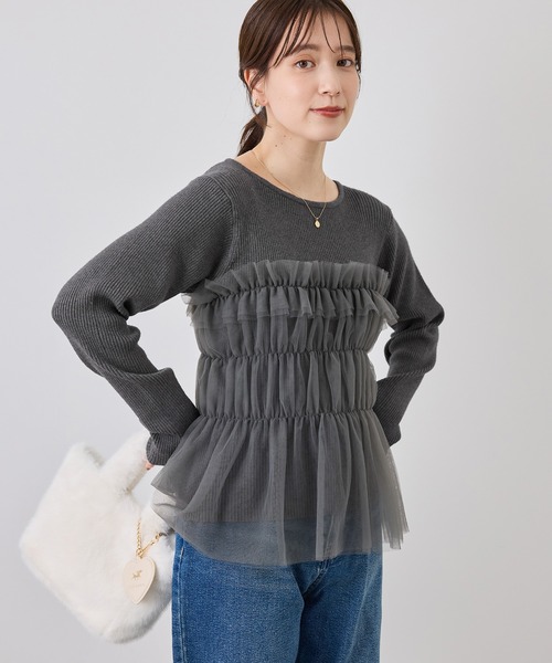 ROPE' PICNIC(ロペピクニック)の「チュールドッキングニットプルオーバー(ニット/セーター・レディース・グレー/ブルー系その他4/キナリ/ブラック・FREE)」の17枚目の写真