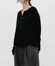 HONE（ホーン）の「wool blend 12G henley neck rib knit   ウールブレンド12Gヘンリーネックリブニット（ニット/セーター）」