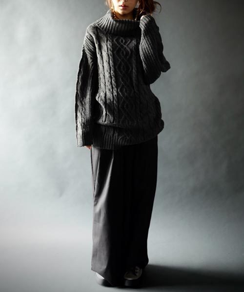 antiqua（アンティカ）の「ケーブル柄タートルニット（ニット/セーター・レディース・アイボリー/ライトグレー/ダークグレー・FREE）」の22枚目の写真