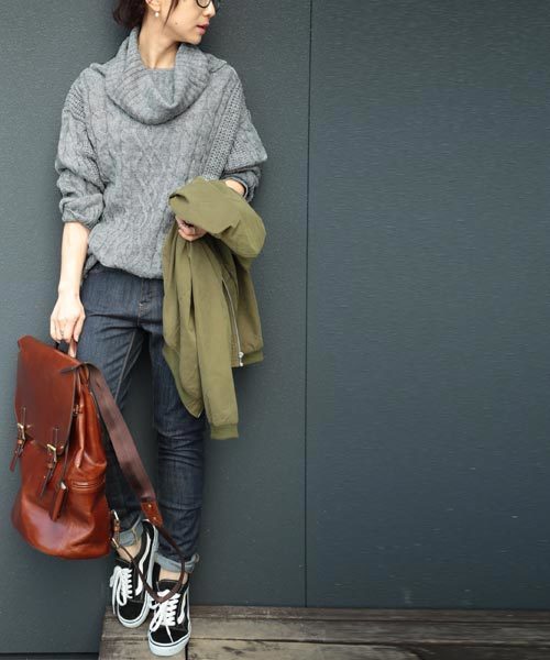 antiqua（アンティカ）の「ケーブル柄タートルニット（ニット/セーター・レディース・アイボリー/ライトグレー/ダークグレー・FREE）」の6枚目の写真