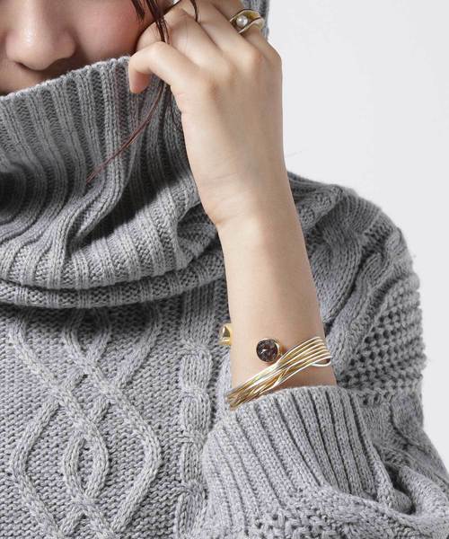 antiqua（アンティカ）の「ケーブル柄タートルニット（ニット/セーター・レディース・アイボリー/ライトグレー/ダークグレー・FREE）」の16枚目の写真
