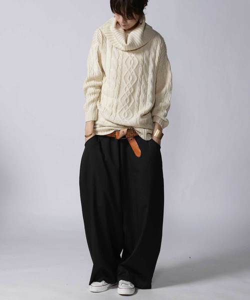 antiqua（アンティカ）の「ケーブル柄タートルニット（ニット/セーター・レディース・アイボリー/ライトグレー/ダークグレー・FREE）」の11枚目の写真