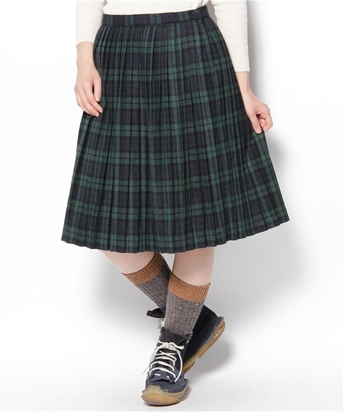 BEAMS BOY(ビームスボーイ)の「BEAMS BOY / WOOLプリーツスカート **(スカート・レディース・ホワイト/ネイビー・ONE SIZE)」の2枚目の写真