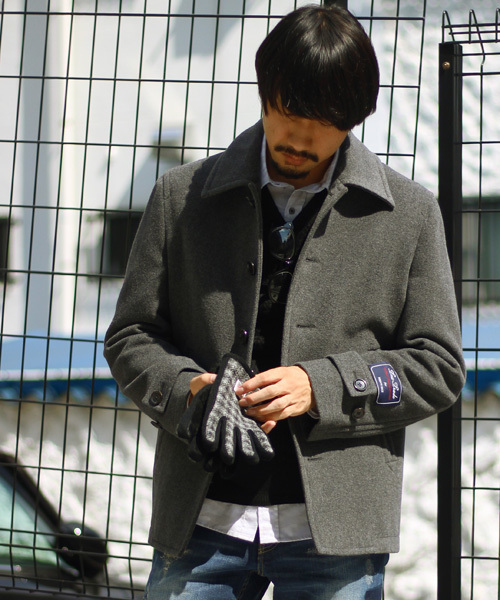 ESSENTIAL GARMENT MEN'S BIGI（エッセンシャルガーメントメンズビギ）の「ウールメルトンジャケット/イタリアンファブリック（ピーコート・メンズ・グレー/ネイビー/キャメル・S/L/M/SS）」の16枚目の写真