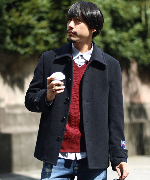 ESSENTIAL GARMENT MEN'S BIGI（エッセンシャルガーメントメンズビギ）の「ウールメルトンジャケット/イタリアンファブリック（ピーコート・メンズ・グレー/ネイビー/キャメル・S/L/M/SS）」の17枚目の写真