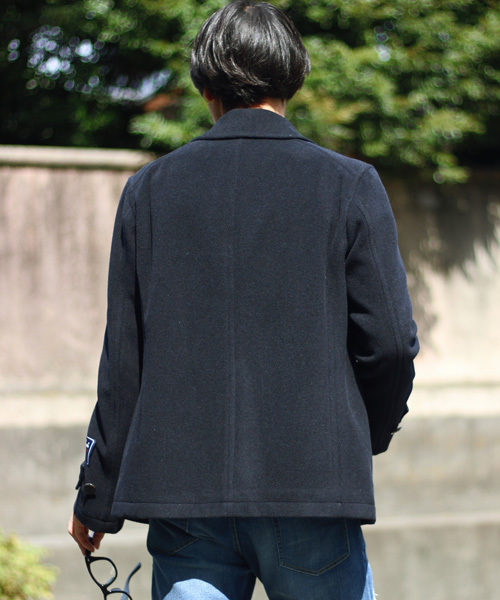 ESSENTIAL GARMENT MEN'S BIGI（エッセンシャルガーメントメンズビギ）の「ウールメルトンジャケット/イタリアンファブリック（ピーコート・メンズ・グレー/ネイビー/キャメル・S/L/M/SS）」の21枚目の写真