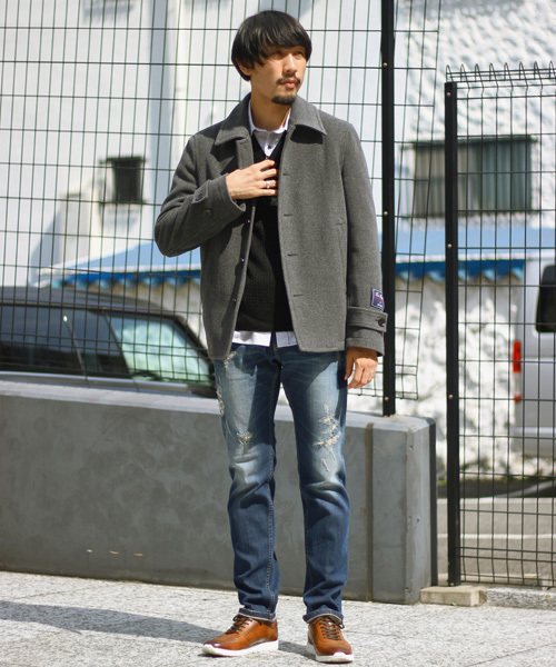 ESSENTIAL GARMENT MEN'S BIGI（エッセンシャルガーメントメンズビギ）の「ウールメルトンジャケット/イタリアンファブリック（ピーコート・メンズ・グレー/ネイビー/キャメル・S/L/M/SS）」の22枚目の写真