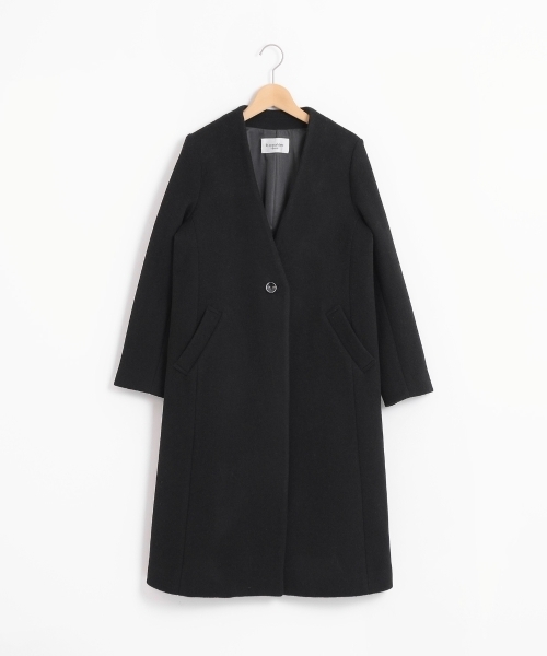 le.coeur blanc(ルクールブラン)の「ソフトダブルクロスVノーカラーコート(その他アウター・レディース・ブラック/グレー/グレイッシュベージュ・36/38)」の4枚目の写真