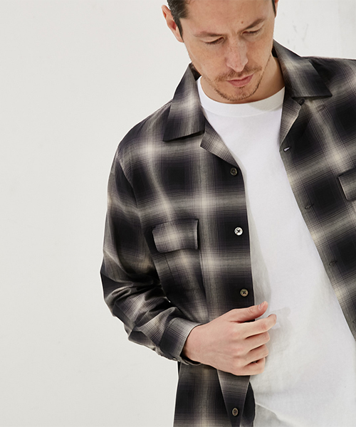 AZUL by moussy（アズールバイマウジー）の「オンブレーチェック長袖オープンシャツ（シャツ/ブラウス・メンズ・ブラック系その他/グレー系その他・LARGE/MEDIUM/SMALL）」の7枚目の写真