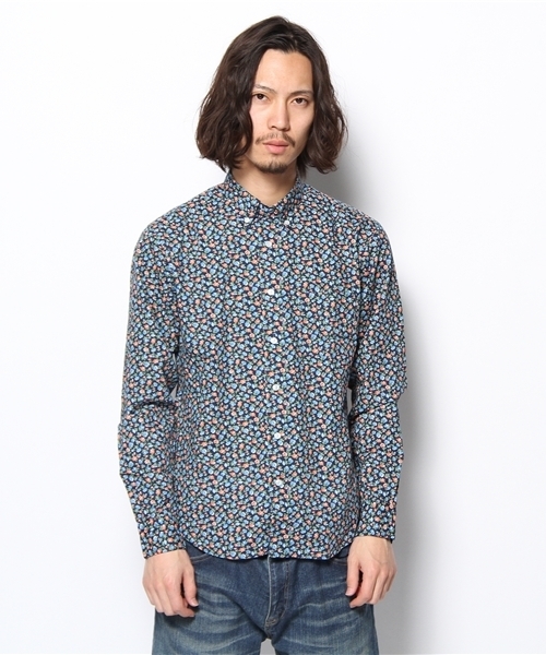 BEAUTY&YOUTH UNITED ARROWS（ビューティーアンドユースユナイテッドアローズ）の「BY フラワープリント スリム ボタンダウンシャツ（Slim）◆§5　（シャツ/ブラウス・メンズ・マスタード/ネイビー・X-SMALL/SMALL/MEDIUM/LARGE/X-LARGE）」の3枚目の写真