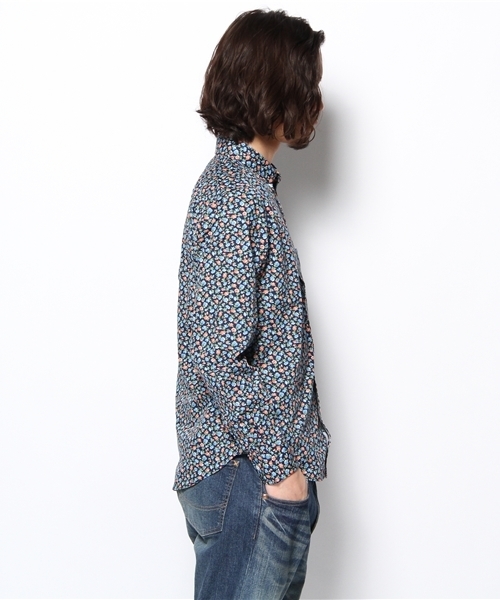 BEAUTY&YOUTH UNITED ARROWS（ビューティーアンドユースユナイテッドアローズ）の「BY フラワープリント スリム ボタンダウンシャツ（Slim）◆§5　（シャツ/ブラウス・メンズ・マスタード/ネイビー・X-SMALL/SMALL/MEDIUM/LARGE/X-LARGE）」の4枚目の写真