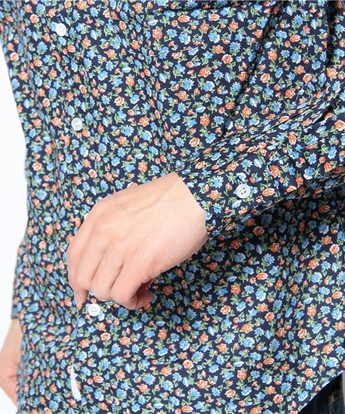 BEAUTY&YOUTH UNITED ARROWS（ビューティーアンドユースユナイテッドアローズ）の「BY フラワープリント スリム ボタンダウンシャツ（Slim）◆§5　（シャツ/ブラウス・メンズ・マスタード/ネイビー・X-SMALL/SMALL/MEDIUM/LARGE/X-LARGE）」の7枚目の写真