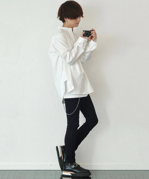 LIDNM（リドム）の「LIDNM リドム / バンドカラーOXシャツ / L18AW-183（シャツ/ブラウス・メンズ・ホワイト/ネイビー・SMALL/MEDIUM/LARGE）」の6枚目の写真
