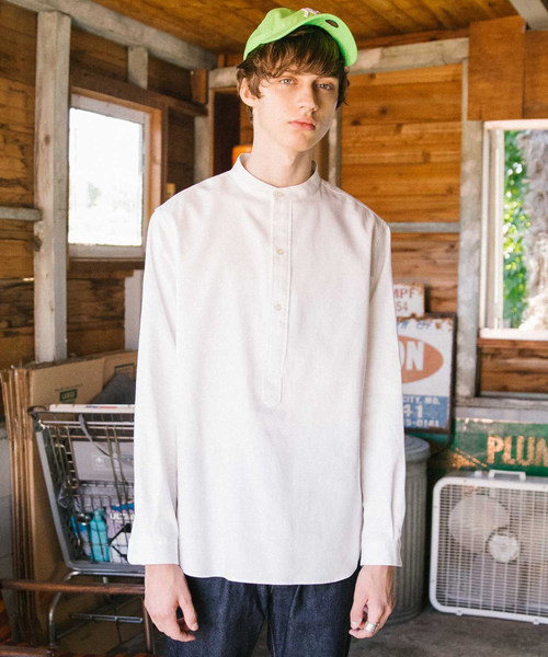 LIDNM（リドム）の「LIDNM リドム / バンドカラーOXシャツ / L18AW-183（シャツ/ブラウス・メンズ・ホワイト/ネイビー・SMALL/MEDIUM/LARGE）」の4枚目の写真