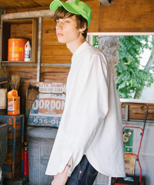 LIDNM（リドム）の「LIDNM リドム / バンドカラーOXシャツ / L18AW-183（シャツ/ブラウス・メンズ・ホワイト/ネイビー・SMALL/MEDIUM/LARGE）」の8枚目の写真