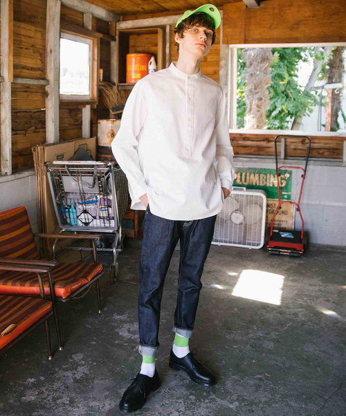 LIDNM（リドム）の「LIDNM リドム / バンドカラーOXシャツ / L18AW-183（シャツ/ブラウス・メンズ・ホワイト/ネイビー・SMALL/MEDIUM/LARGE）」の3枚目の写真