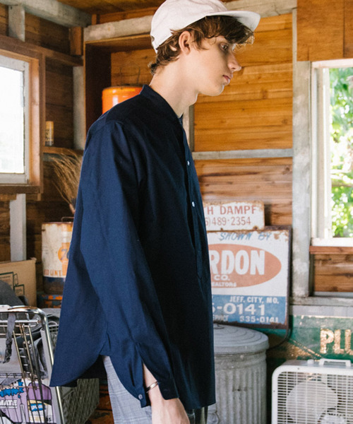 LIDNM（リドム）の「LIDNM リドム / バンドカラーOXシャツ / L18AW-183（シャツ/ブラウス・メンズ・ホワイト/ネイビー・SMALL/MEDIUM/LARGE）」の5枚目の写真