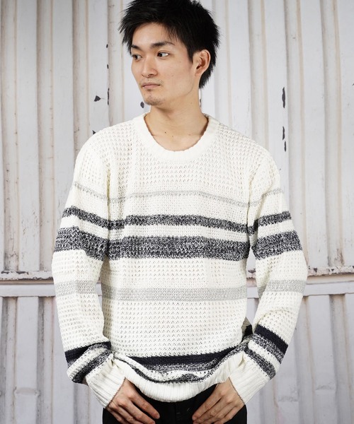 おしゃれスタ オシャレスタ の ビッグシルエットローゲージボーダーデザインセーター Bg ニット セーター Wear