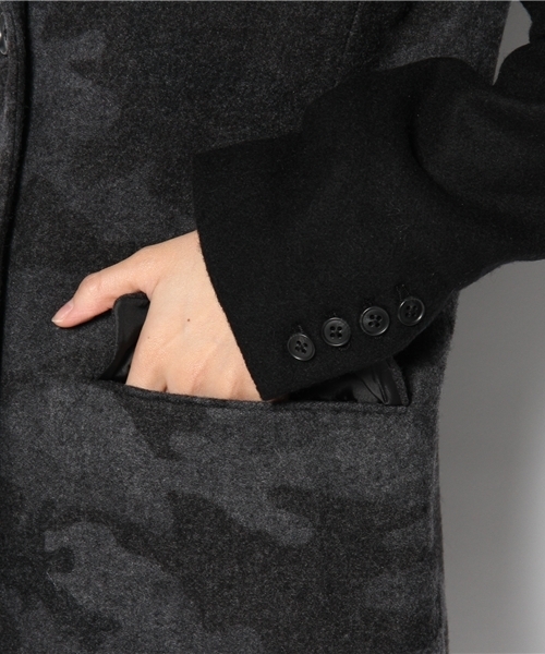 CIAOPANIC（チャオパニック）の「【Ciaopanic】迷彩バイカラーCOAT（ステンカラーコート・レディース・カーキ/グレー・FREE）」の5枚目の写真