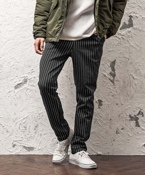 MinoriTY（マイノリティ）の「イージーテーパードストライプパンツ/ポンチ素材（その他パンツ・メンズ・ブラック/ネイビー/グレー/ブラック系その他/グレー系その他/ブルー系その他・M/L/XL）」の3枚目の写真