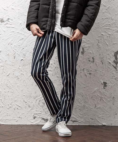 MinoriTY（マイノリティ）の「イージーテーパードストライプパンツ/ポンチ素材（その他パンツ・メンズ・ブラック/ネイビー/グレー/ブラック系その他/グレー系その他/ブルー系その他・M/L/XL）」の5枚目の写真