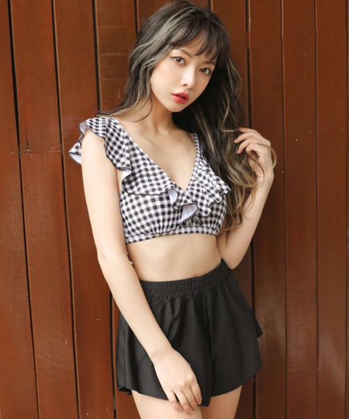 ショートパンツ付きビキニ3点セットチェック柄 レディース水着 水着 Koisama コイサマ のファッション通販 Zozotown