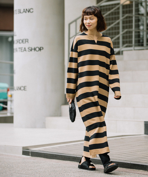 Munich(ミューニック)の「ストレッチポンチ ベルト付きワンピース(ワンピース・レディース・ブラック/チャコールグレー×ブラック/カーキ/キャメル・FREE)」の19枚目の写真