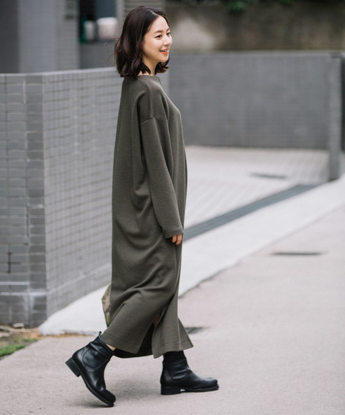 Munich(ミューニック)の「ストレッチポンチ ベルト付きワンピース(ワンピース・レディース・ブラック/チャコールグレー×ブラック/カーキ/キャメル・FREE)」の12枚目の写真