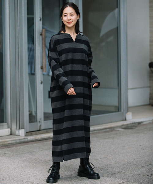 Munich(ミューニック)の「ストレッチポンチ ベルト付きワンピース(ワンピース・レディース・ブラック/チャコールグレー×ブラック/カーキ/キャメル・FREE)」の13枚目の写真