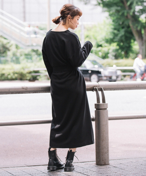 Munich(ミューニック)の「ストレッチポンチ ベルト付きワンピース(ワンピース・レディース・ブラック/チャコールグレー×ブラック/カーキ/キャメル・FREE)」の18枚目の写真