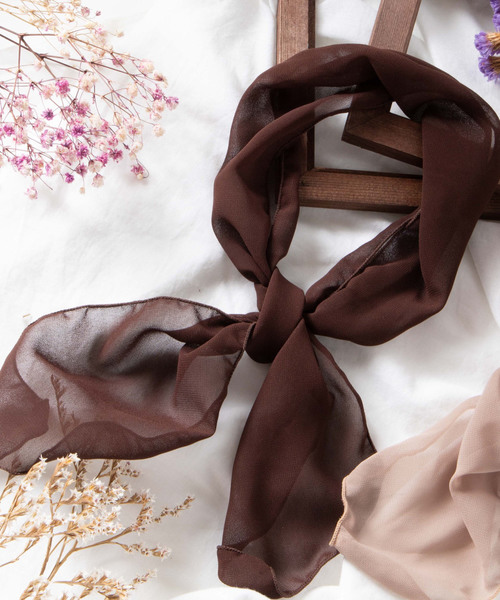 WEGO（ウィゴー）の「WEGO/シースルースカーフ（バンダナ/スカーフ・レディース・ブラウン/ベージュ・FREE）」の8枚目の写真